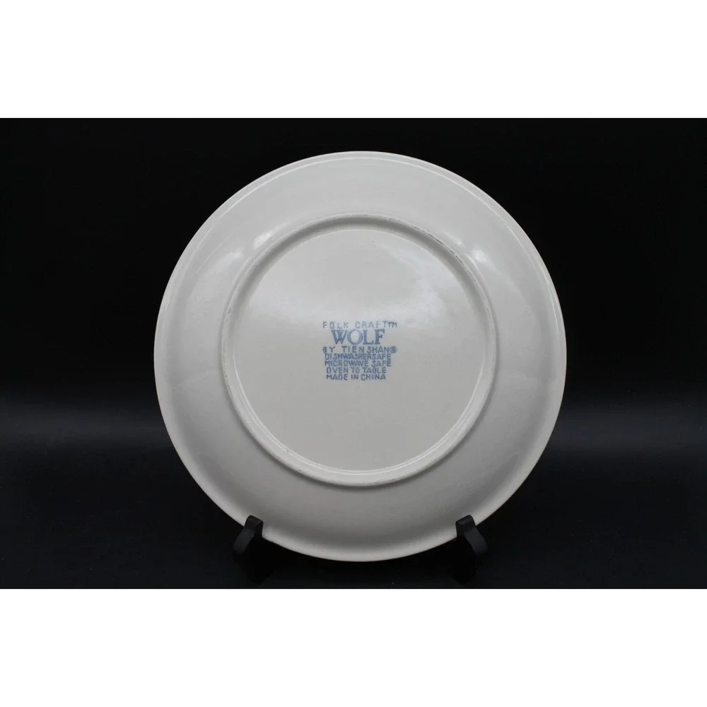 Tienshan Wolf Folkcraft Blue White Dinner Plate and Bowl Set 2-Piece Ceramic